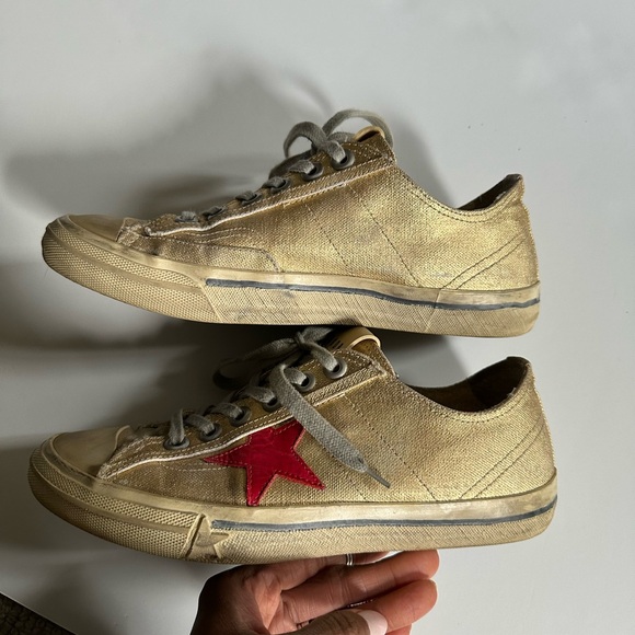 EUC GOLDEN GOOSE GOLD GGDB VSTAR2 SIZE 39 LACE UP SNEAKER SHOES - Picture 5 of 12